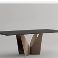 Modern Dining Tables With Rectangular Black Top Gold Geometric Legs Round Marble Top Black Cylindrical Base 3d model