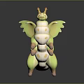 Cute Green and White Caterpillar Toy with Antennae and Wings