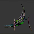 Sci Fi Mechanical Creature Design With Purple Green Accents Slender Limbs And Wing Like Structures