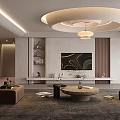 Modern Living Room Interior With Sofa Coffee Table Floor Lamp And Decorative Wall