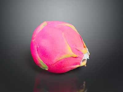 Fresh Pink Dragon Fruit With Vibrant Color On Black Reflective Background 3d model