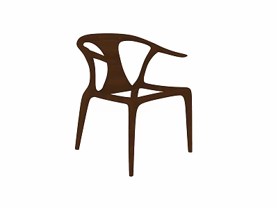 Modern Minimalist Leisure Chair With Curved Armrests And Unique Back Design 3d model