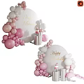 Elegant Birthday Decorations With Pink White Balloon Arch Gold Happy Birthday Lettering And Cake