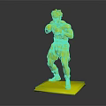Male Boxer Figurine in Action Posing Stance With Red Gloves Shorts On Gray Base Stand