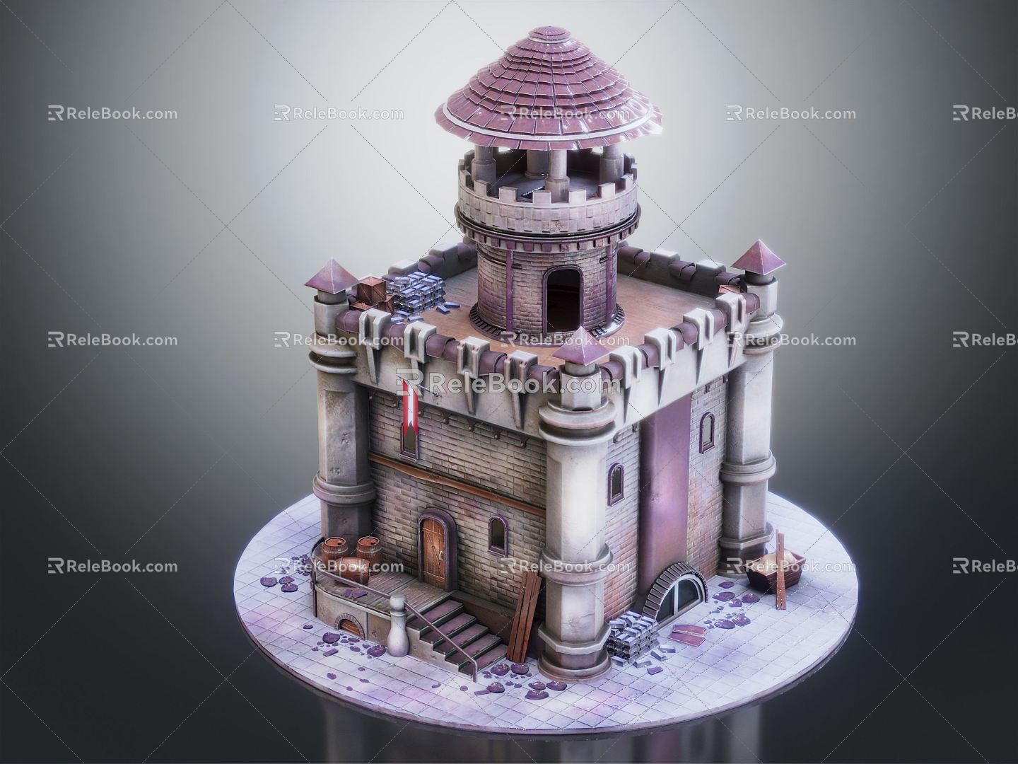 European-style castle cartoon castle 3d model