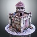 European-style castle cartoon castle 3d model