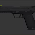 Modern Tactical Pistol With Textured Grip Green Dot Sight And Metallic Finish