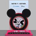 Mickey Ear Shaped Display With Mickey Minnie Cartoon Mooby Disney Collaboration And We're Together Slogan