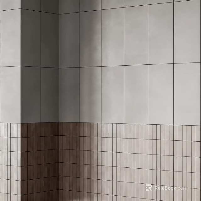 Gray And Brown Wall Tile Construction Components With Corner Joint Structure 3d model 