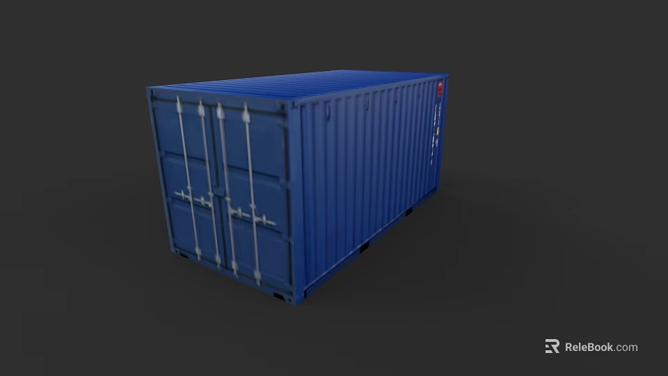 Blue Container Building With Modern Design And Sturdy Metal Construction 3d model 