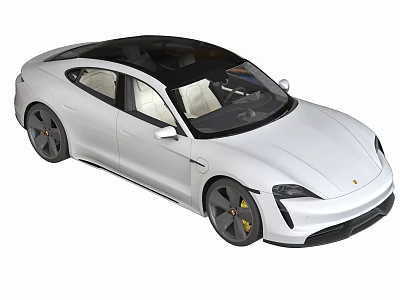 White Electric Sports Car With Sleek Design Black Roof Light Interior And Black Wheels 3d model