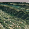 Scenic Garden Landscape With Green Mountains Rivers Winding Roads And Terrace Fields