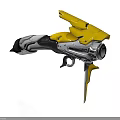 Yellow And Silver Futuristic Sci fi Weapon With Sleek Streamlined Design And Unique Shape 3d model