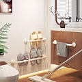Modern Bathroom Accessories With Slipper Racks Towel Holders Organized Slippers And Green Plant