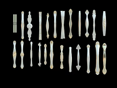 Tech Exhibition Hall Showcasing Various Decorative Metal Cabinet Handles Designs 3d model