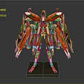 Red Winged Mecha Game Movie Character with Detailed Design and Stand Base