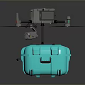 Professional Drone With Camera Placed On Turquoise Storage Case For Safe Transport 3d model