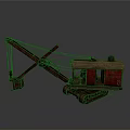 Vintage Tracked Mechanical Model With Red Cabin And Metal Arm Structure 3d model