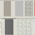Various Curtain Designs Featuring Striped Floral And Solid Color Patterns 3d model