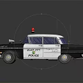 Vintage Black And White Police Car Model With Red Sirens And POLICE Lettering