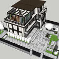 Modern Detached Villa With Glass Roof Balcony Two Story Design And Green Plants