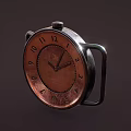 Vintage Copper Dial Clock With Black Hands Metal Frame And Numbers One To Twelve