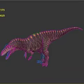 Realistic 3D Dinosaur Model With Open Mouth Brown Orange Striped Body