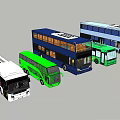 Different Types Of Buses Including Double Decker And Single Decker In Green Blue White