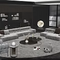 Modern L Shaped Sofa Coffee Table Combination With Round Coffee Tables And Area Rug