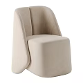 Modern Elegant Fabric Upholstered Single Sofa With Curved Backrest Armrest 3d model