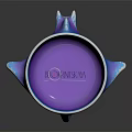 Face Shaped Blue Ceramic Cup With Cracked Texture Purple Base And Colorful Stripes