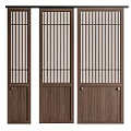 Modern Wooden Sliding Doors With Vertical Slat Design For Home Interior 3d model