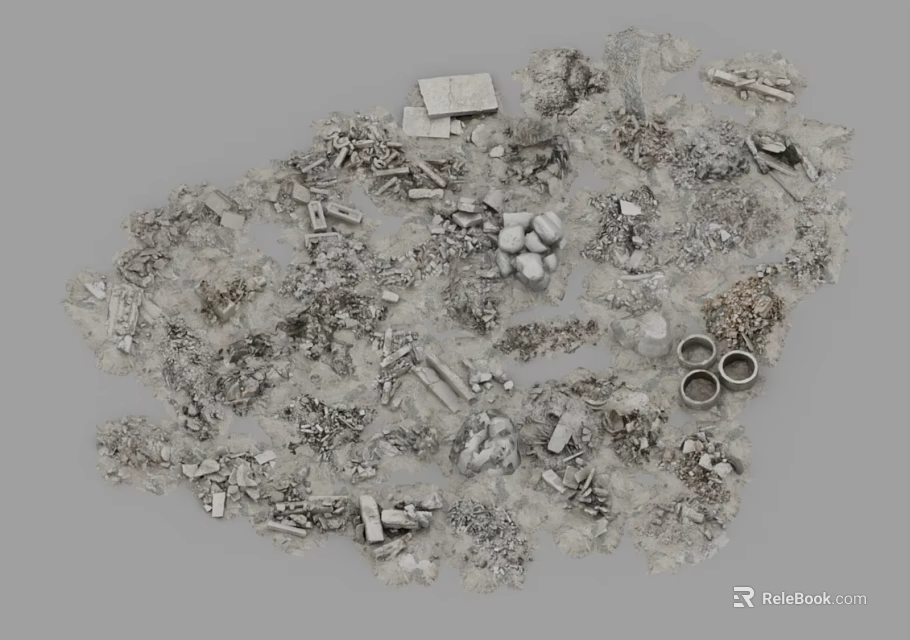 Assorted Silver Metal Parts Collection with Screws Nuts Washers Small Blocks Rings and Debris 3d model 