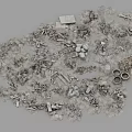 Assorted Silver Metal Parts Collection with Screws Nuts Washers Small Blocks Rings and Debris