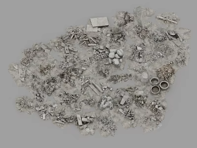 Assorted Silver Metal Parts Collection with Screws Nuts Washers Small Blocks Rings and Debris 3d model