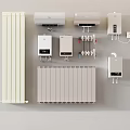 Various Home Heating Radiators Including White Gray Wall Mounted Devices And Accessories 3d model