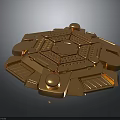 Ornate Golden Circular Mechanical Component With Geometric Shapes And Detailed Parts