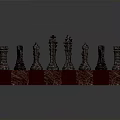 Elegant Chess Set with Black and Silver Pieces Arranged on Glossy Chessboard