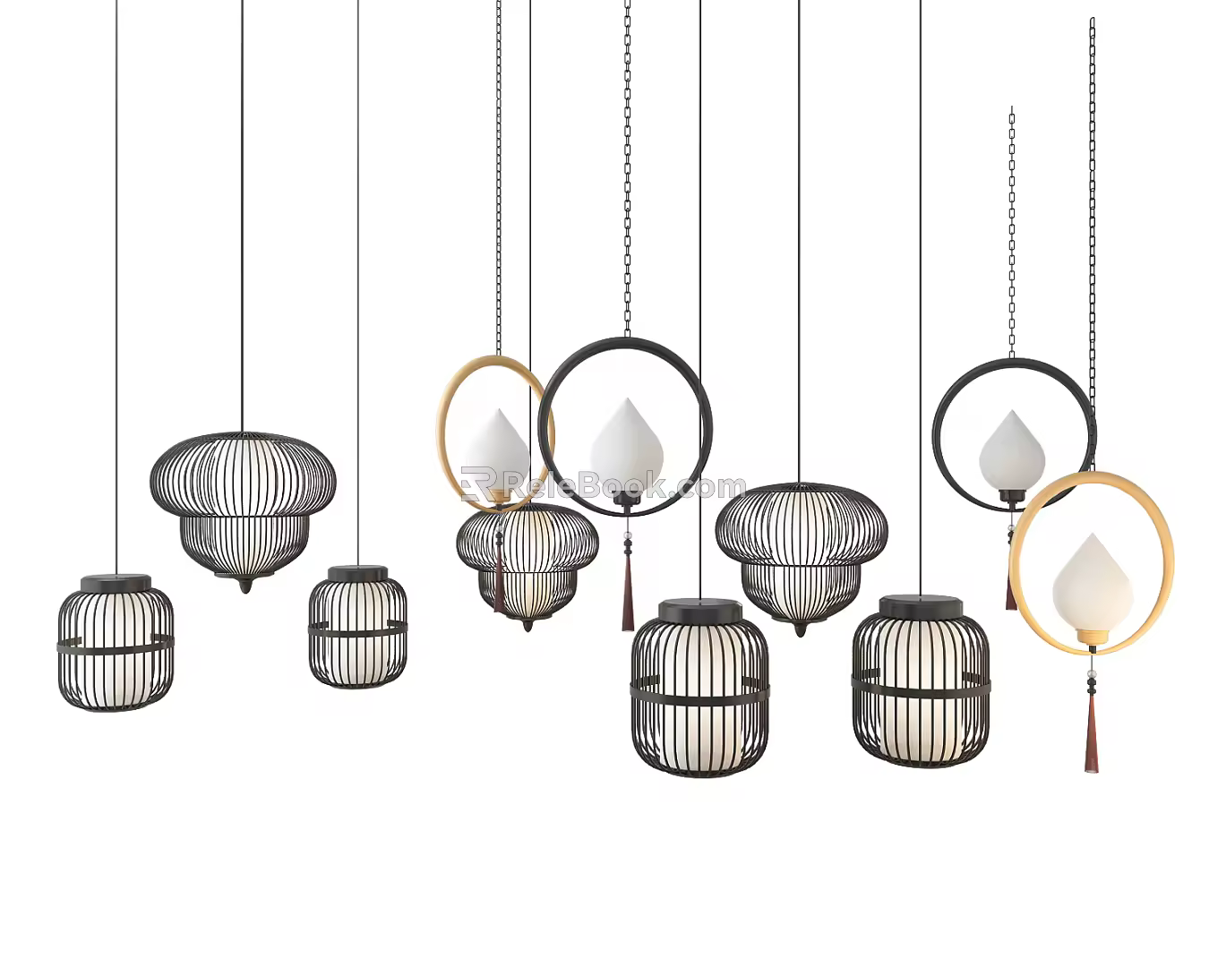 New Chinese Chandelier Mix and Match Combination 3d model