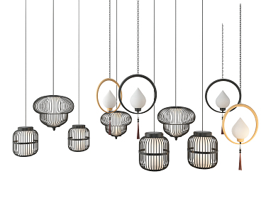 New Chinese Chandelier Mix and Match Combination 3d model