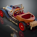 Vintage Open Top Car With Wooden Body Red Wheels And Classic Design