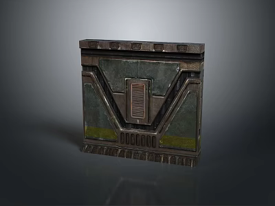 Vintage Metallic Gate with Decorative Lines Greenish Base and Top Structure Design 3d model