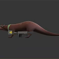 3D Modeled Brown Otter Wearing Tech Headgear With Mechanical Tools And Yellow Component