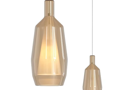Two Modern Geometric Clear Glass Pendant Lights Hanging With Illuminated Design 3d model