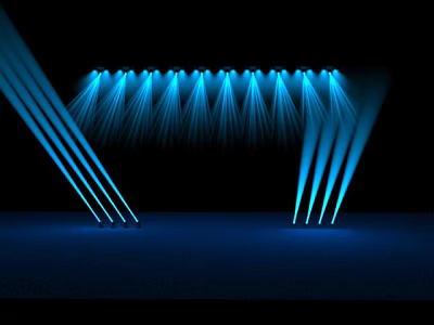 Stage with Blue Lights Creating Beam Effects from Above and Sides on Dark Background 3d model