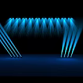 Stage with Blue Lights Creating Beam Effects from Above and Sides on Dark Background 3d model