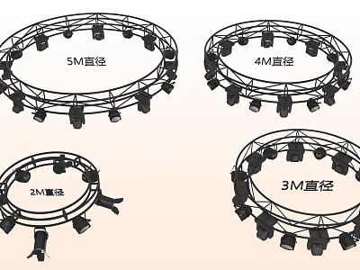 Circular Chandeliers with Various Diameters Round Frame and Multiple Lights Design 3d model
