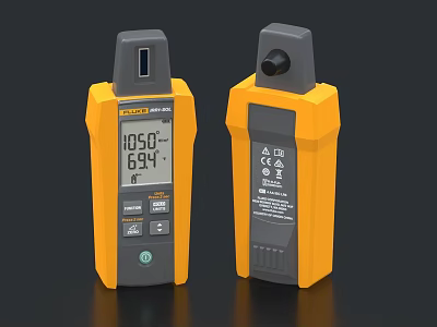 Industrial Handheld Measuring Device With Digital Display Yellow Gray Design And Portable Casing 3d model