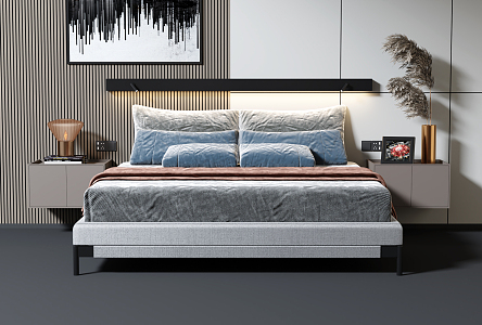 Modern background double bed combination 3d model