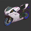 White Sporty Motorcycle With Blue Rims Black Seat And Modern Sleek Design
